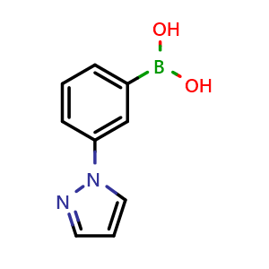 Chemical structure of 3-(1-Pyrazolyl)phenylboronic acid , CAS 476620-22-1, AChemBlock X205902