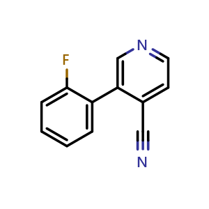 Chemical structure of 3-(2-fluorophenyl)isonicotinonitrile , CAS 868944-77-8, AChemBlock X205912