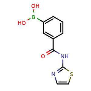 Chemical structure of 3-(2-thiazolyl)aminocarbonylphenylboronic acid , CAS 850567-34-9, AChemBlock X205922