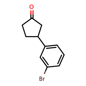 Chemical structure of 3-(3-bromophenyl)cyclopentan-1-one , CAS 1181795-18-5, AChemBlock X205927