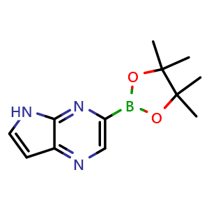 Chemical structure of 3-(4,4,5,5-tetramethyl-1,3,2-dioxaborolan-2-yl)-5H-pyrrolo[2,3-b]pyrazine , CAS 2751661-10-4, AChemBlock X205936