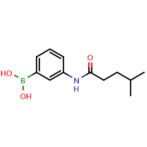 Chemical structure of 3-(4-methylpentanamido)phenylboronic acid , CAS 2246831-80-9, AChemBlock X205946