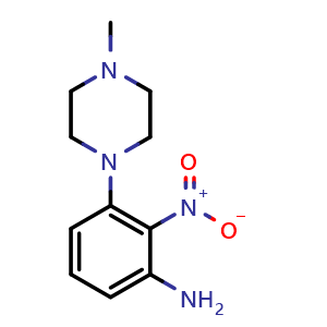 Chemical structure of 3-(4-methylpiperazin-1-yl)-2-nitroaniline , CAS 74628-20-9, AChemBlock X205947