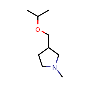 Chemical structure of 3-(Isopropoxymethyl)-1-methylpyrrolidine , CAS 2938997-71-6, AChemBlock X205986