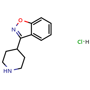 Chemical structure of 3-(Piperidin-4-yl)benzo[d]isoxazole hydrochloride , CAS 84163-22-4, AChemBlock X205995
