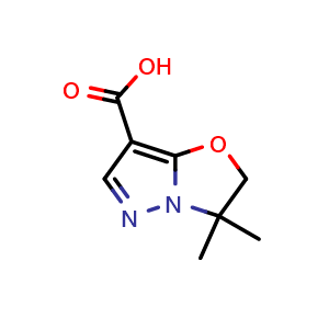 Chemical structure of 3,3-dimethyl-2H-pyrazolo[5,1-b]oxazole-7-carboxylic acid , CAS 2676863-01-5, AChemBlock X206015