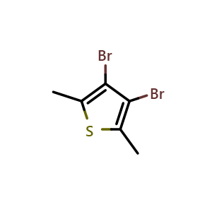 Chemical structure of 3,4-Dibromo-2,5-Dimethylthiophene , CAS 39129-54-9, AChemBlock X206025