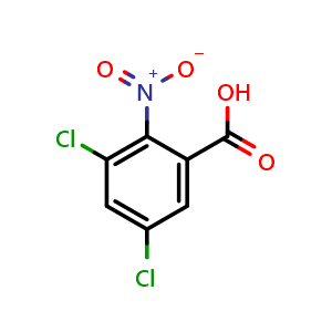 Chemical structure of 3,5-Dichloro-2-nitrobenzoic acid , CAS 23082-45-3, AChemBlock X206044