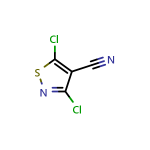 Chemical structure of 3,5-Dichloroisothiazole-4-carbonitrile , CAS 2120-82-3, AChemBlock X206046