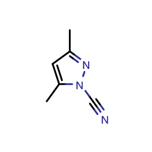 Chemical structure of 3,5-Dimethyl-1H-pyrazole-1-carbonitrile , CAS 27257-91-6, AChemBlock X206053