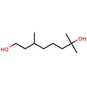 Chemical structure of 3,7-dimethyloctane-1,7-diol , CAS 107-74-4, AChemBlock X206062