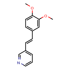 Chemical structure of 3-[(1E)-2-(3,4-Dimethoxyphenyl)ethenyl]pyridine , CAS 138499-82-8, AChemBlock X206066
