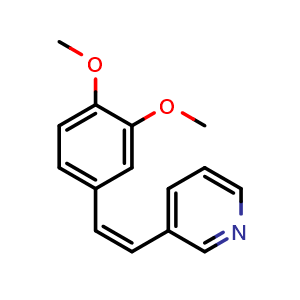 Chemical structure of 3-[(1Z)-2-(3,4-Dimethoxyphenyl)ethenyl]pyridine , CAS 1202784-18-6, AChemBlock X206068