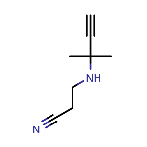 Chemical structure of 3-[(2-methylbut-3-yn-2-yl)amino]propanenitrile , CAS 90196-87-5, AChemBlock X206069