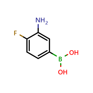 Chemical structure of 3-Amino-4-fluorophenylboronic acid , CAS 873566-75-7, AChemBlock X206093