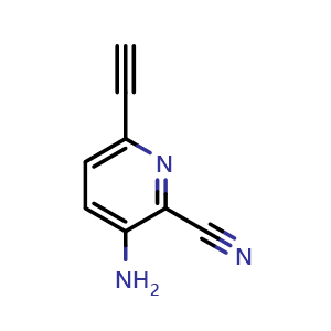 Chemical structure of 3-amino-6-ethynyl-pyridine-2-carbonitrile , CAS 160602-48-2, AChemBlock X206108