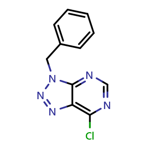Chemical structure of 3-benzyl-7-chloro-triazolo[4,5-d]pyrimidine , CAS 21410-06-0, AChemBlock X206120