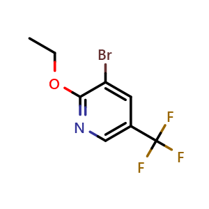 Chemical structure of 3-bromo-2-ethoxy-5-(trifluoromethyl)pyridine , CAS 216766-05-1, AChemBlock X206140