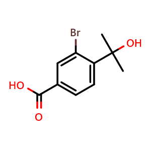 Chemical structure of 3-bromo-4-(2-hydroxypropan-2-yl)benzoic acid , AChemBlock X206147