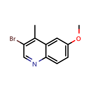 Chemical structure of 3-bromo-6-methoxy-4-methylquinoline , CAS 1292771-13-1, AChemBlock X206171