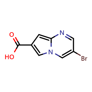 Chemical structure of 3-bromopyrrolo[1,2-a]pyrimidine-7-carboxylic acid , CAS 2920405-29-2, AChemBlock X206187