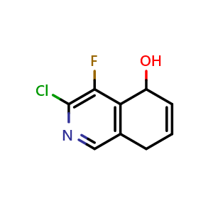 Chemical structure of 3-chloro-4-fluoro-5,8-dihydroisoquinolin-5-ol , CAS 1236769-91-7, AChemBlock X206206