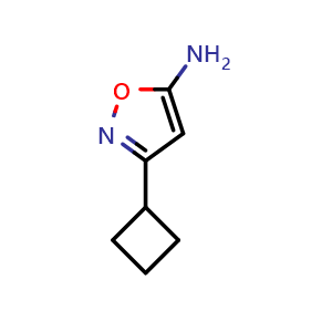 Chemical structure of 3-cyclobutylisoxazol-5-amine , CAS 1039833-39-0, AChemBlock X206227