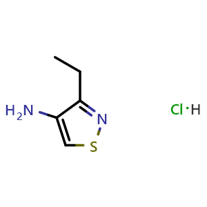 Chemical structure of 3-ethylisothiazol-4-amine hydrochloride , CAS 2763759-11-9, AChemBlock X206242