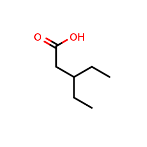 Chemical structure of 3-ethylpentanoic acid , CAS 58888-87-2, AChemBlock X206243