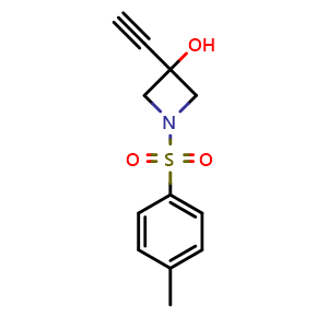 Chemical structure of 3-ethynyl-1-(p-tolylsulfonyl)azetidin-3-ol , CAS 1349199-60-5, AChemBlock X206245