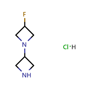 Chemical structure of 3-fluoro-1,3'-biazetidine hcl , CAS 1523571-87-0, AChemBlock X206246