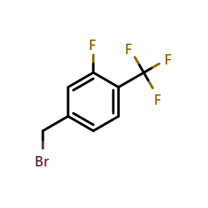 Chemical structure of 3-Fluoro-4-(trifluoromethyl)benzyl Bromide , CAS 213203-65-7, AChemBlock X206250