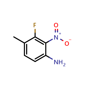 Chemical structure of 3-fluoro-4-methyl-2-nitroaniline , CAS 1806492-39-6, AChemBlock X206252