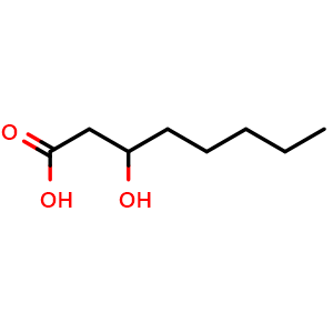 Chemical structure of 3-hydroxyoctanoic acid , CAS 14292-27-4, AChemBlock X206280