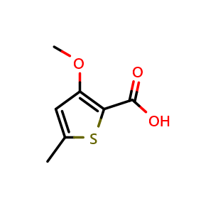 Chemical structure of 3-methoxy-5-methylthiophene-2-carboxylic acid , CAS 83261-26-1, AChemBlock X206309