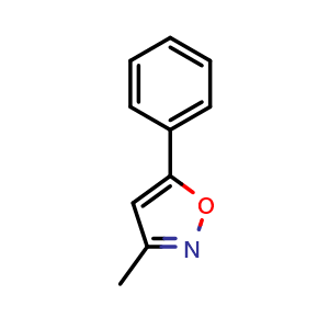 Chemical structure of 3-methyl-5-phenylisoxazole , CAS 1008-75-9, AChemBlock X206326