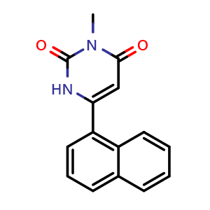 Chemical structure of 3-methyl-6-(1-naphthalenyl)-2,4(1H,3H)-Pyrimidinedione , CAS 2055078-49-2, AChemBlock X206327