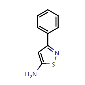Chemical structure of 3-phenyl-1,2-thiazol-5-amine , CAS 14208-52-7, AChemBlock X206350