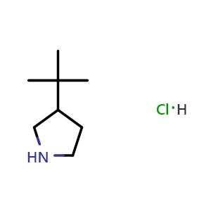Chemical structure of 3-tert-butylpyrrolidine hydrochloride , CAS 1431774-20-7, AChemBlock X206361