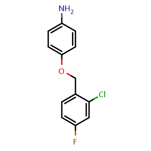 Chemical structure of 4-((2-chloro-4-fluorobenzyl)oxy)aniline , CAS 866357-59-7, AChemBlock X206364