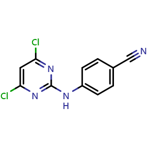Chemical structure of 4-((4,6-Dichloropyrimidin-2-yl)amino)benzonitrile , CAS 329187-59-9, AChemBlock X206367