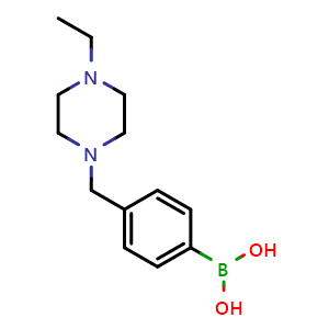 Chemical structure of 4-((4-ethylpiperazin-1-yl)methyl)phenylboronic acid , CAS 1334171-28-6, AChemBlock X206369