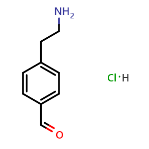 Chemical structure of 4-(2-aminoethyl)benzaldehyde hydrochloride , CAS 64353-37-3, AChemBlock X206385