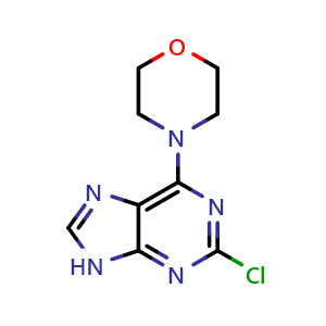 Chemical structure of 4-(2-Chloro-9H-purin-6-yl)morpholine , CAS 4010-81-5, AChemBlock X206393