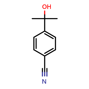 Chemical structure of 4-(2-hydroxypropan-2-yl)benzonitrile , CAS 77802-22-3, AChemBlock X206396