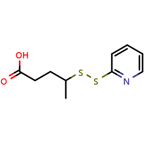 Chemical structure of 4-(2-pyridyldisulfanyl)pentanoic acid , CAS 452072-22-9, AChemBlock X206401