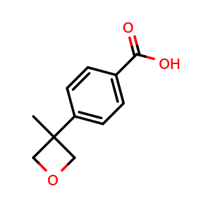 Chemical structure of 4-(3-methyloxetan-3-yl)benzoic acid , CAS 1315567-78-2, AChemBlock X206406