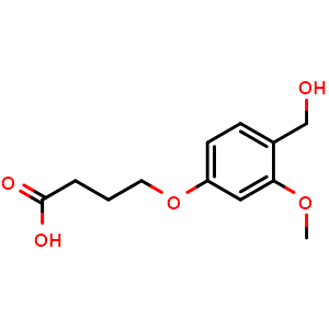 Chemical structure of 4-(4-(hydroxymethyl)-3-methoxyphenoxy)butanoic acid , CAS 136849-75-7, AChemBlock X206409