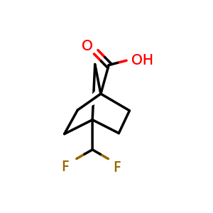 Chemical structure of 4-(difluoromethyl)norbornane-1-carboxylic acid , CAS 1773511-56-0, AChemBlock X206454
