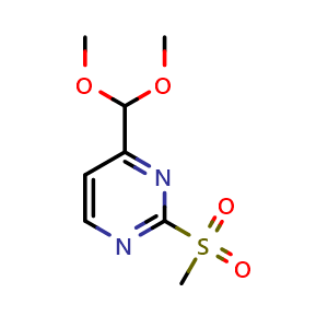 Chemical structure of 4-(Dimethoxymethyl)-2-(methylsulfonyl)pyrimidine , CAS 874279-26-2, AChemBlock X206456